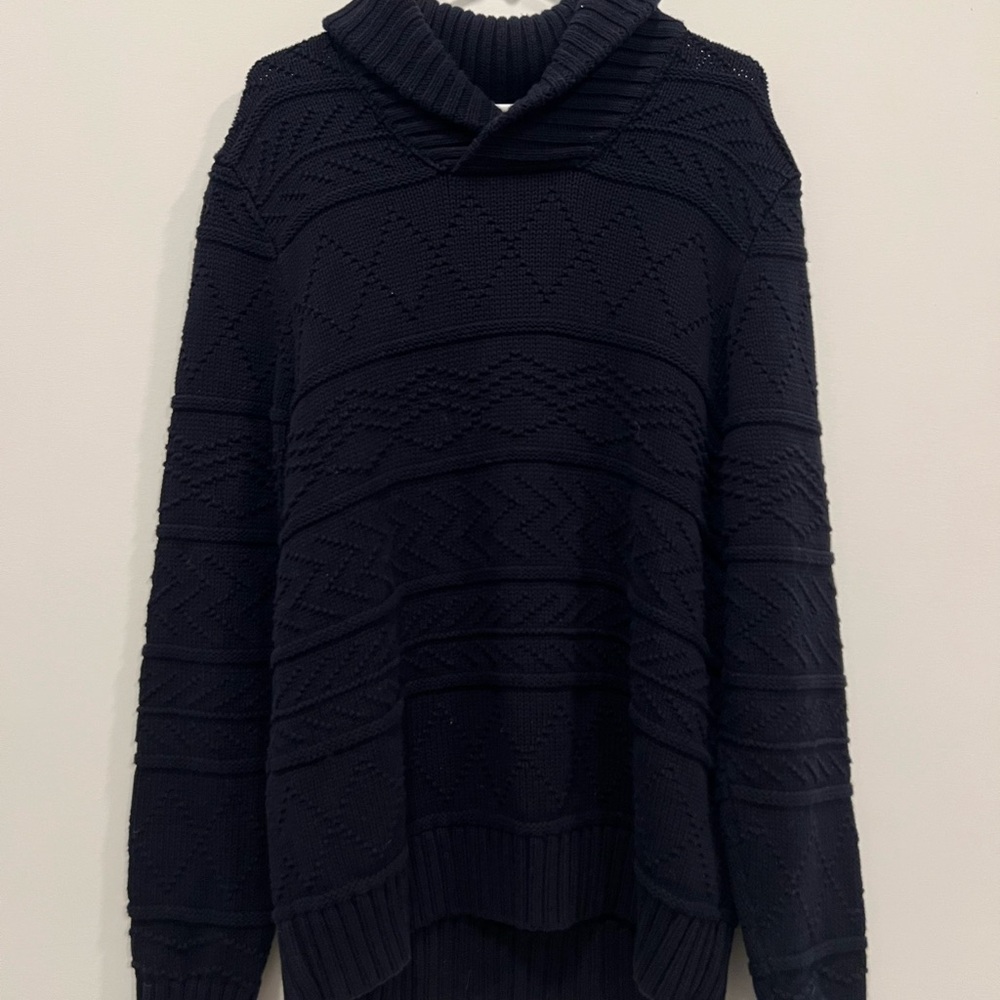 American Eagle Outfitters Black Cowl-Neck Textured Knit Sweater